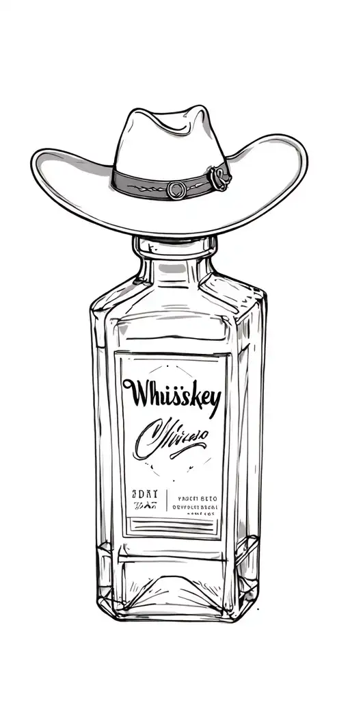 Cowboy Hat And Whiskey Bottle