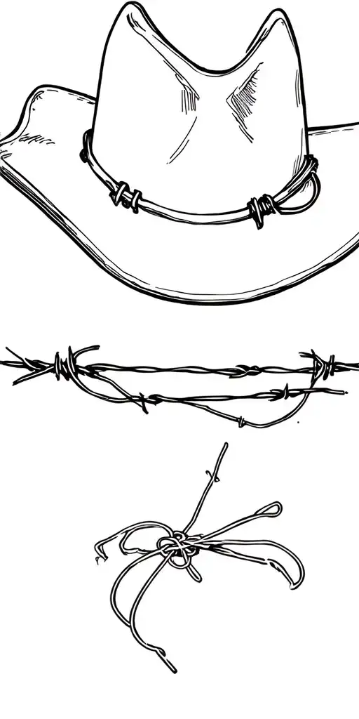 Cowboy Hat And Barb Wire