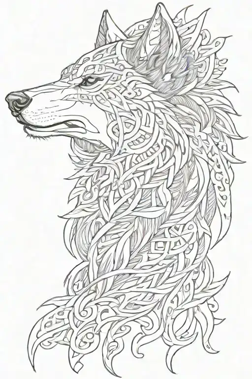 Wolf With Norse Head Dressing