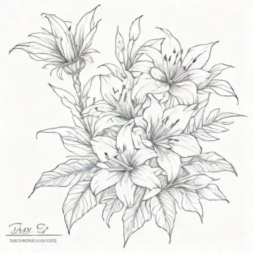 Palm Tree Branches Mixed With Lillies Roses Sunflower