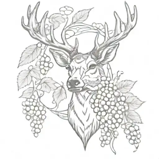 Deer Head And Grapes