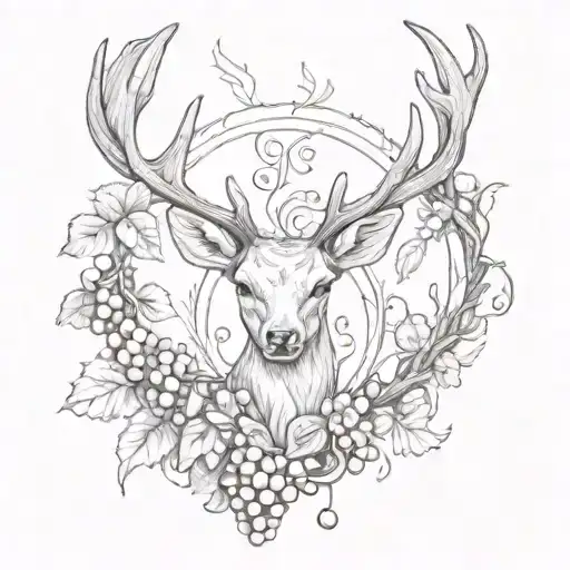 Deer Antlers And Grapes