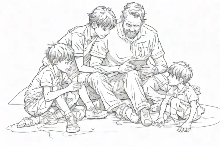 Dad Children Playing