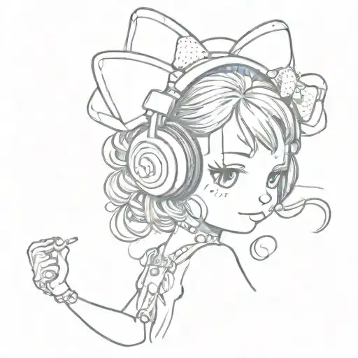 Hello Kitty Headphones Listening To Music