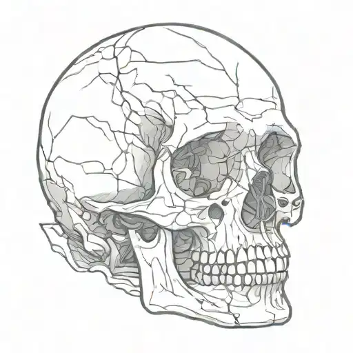 Cracked Human Skull Without Bottom Jaw