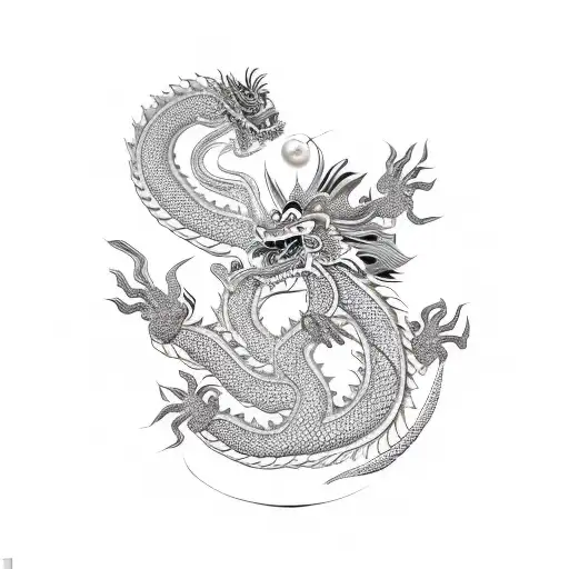 Chinese Dragon With Pearl Necklace In His Mouth