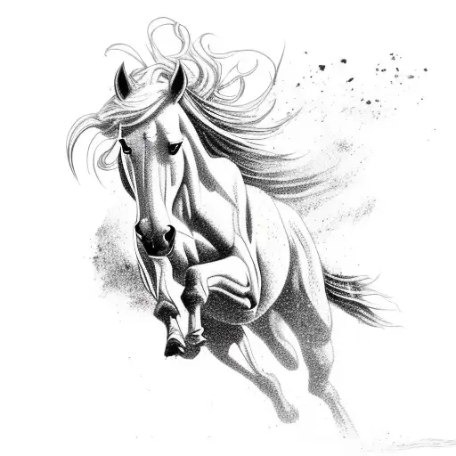 Wild Mustang Horse With Feather Running