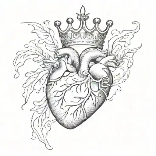 Anatomical Heart With A Crown