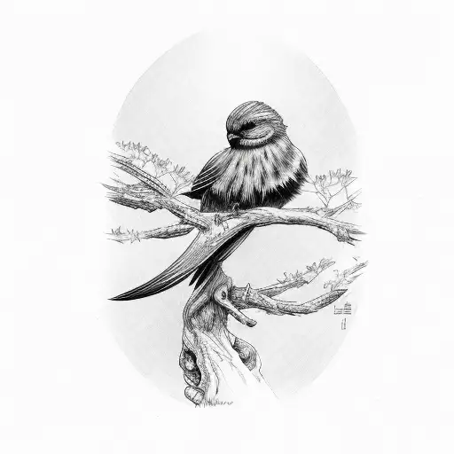 A Majestic Bird Perched On A Blooming Tree Branch