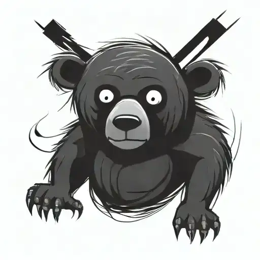 Big Eyes Bear Cartoon With Thick Black Lines