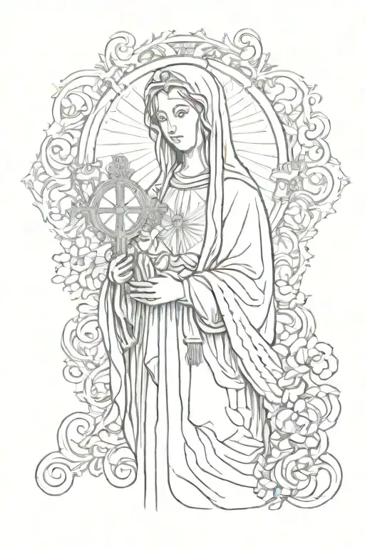Watch And Virgin Mary Holding A Cross