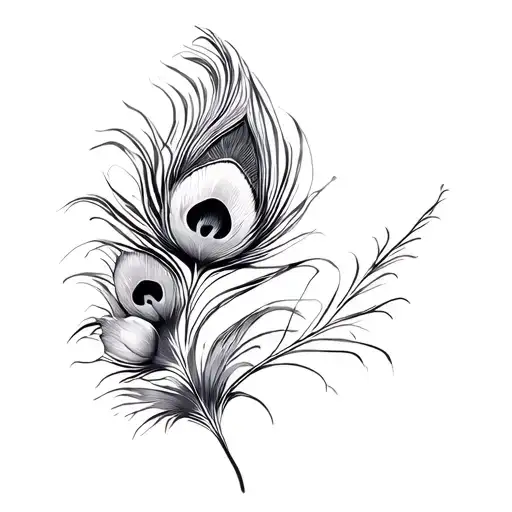 Peacock Feather And Poppy Flower