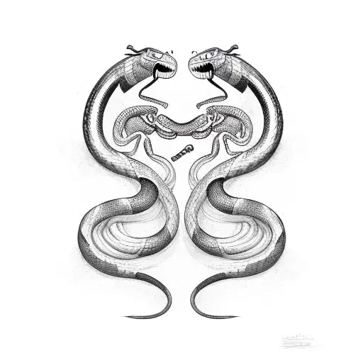 King Cobra Snake Wrapped Around Arms