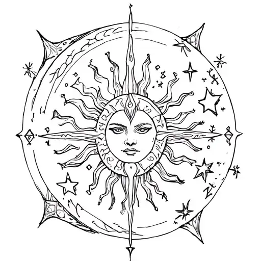 Sun Moon And Stars With Viking Runes