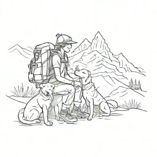 Hiking Together With Dog Sitting