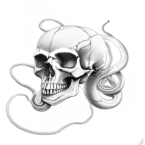 Skull Aspen Trees And Coiled Snake