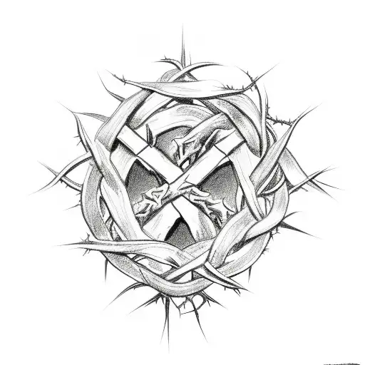 Crown Of Thorns Intertwined With A Cross