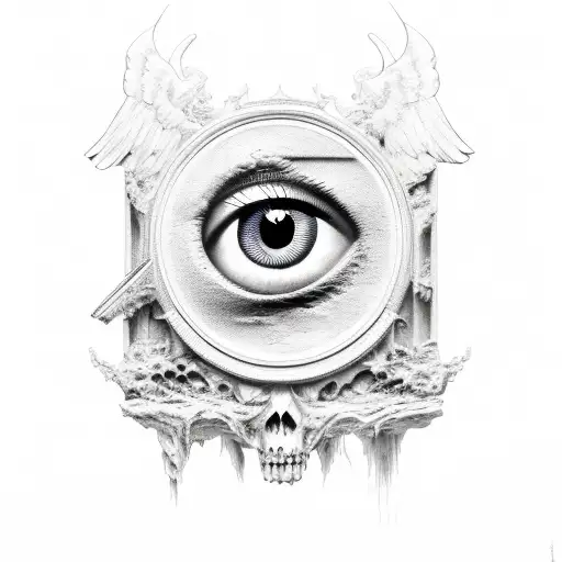 Bloody Angel Gravestone With An Eye Above It