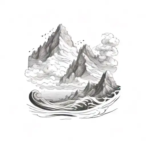 Mountain With Ocean Waves