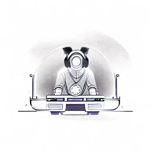 Futuristic Dj Mixing Music On A Holographic Turntable