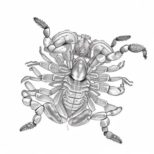 A Sketch-style Scorpion Crawling Through A Field Of Vibrant Flowers
