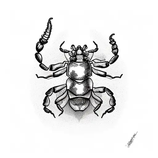 A Sketch-style Scorpion With Flowers