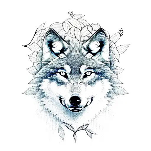 Wolf With Vines And Trees