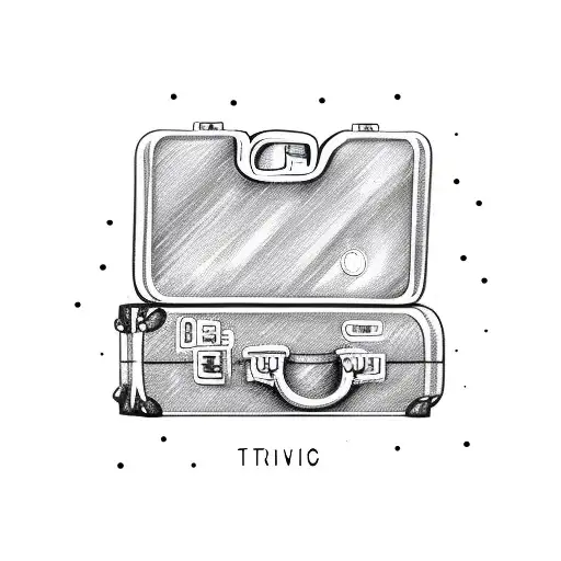 A Sketch-style Illustration Of A Vintage Suitcase With Travel Stickers And The Trinacria Symbol