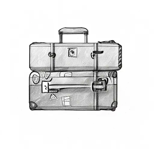 A Sketch-style Illustration Of A Vintage Suitcase With Travel Stickers And The Trinacria Symbol