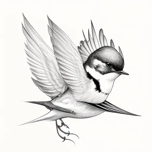 Swallow Bird With Open Wings Underbuster