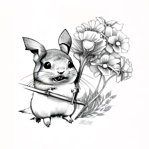 Pika Animal With Bouquet In Its Mouth
