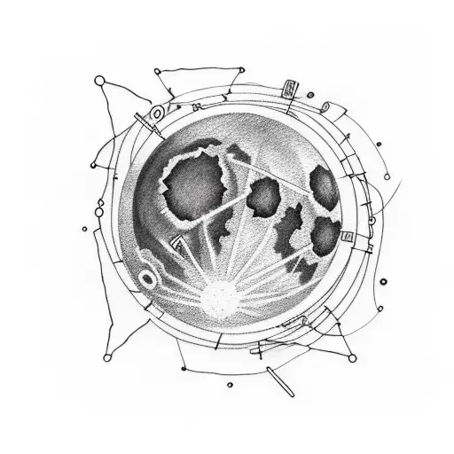 Sketch Style Tattoo Of A Moon Made Up Of Interconnected Safety Pins