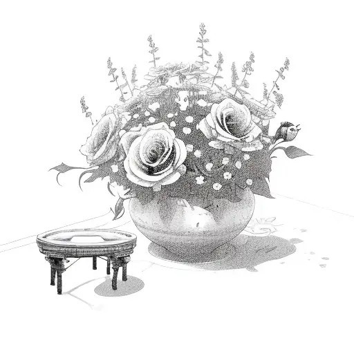 A Garden Of Roses And Sunflowers With A Gaming Console Hidden Among The Flowers