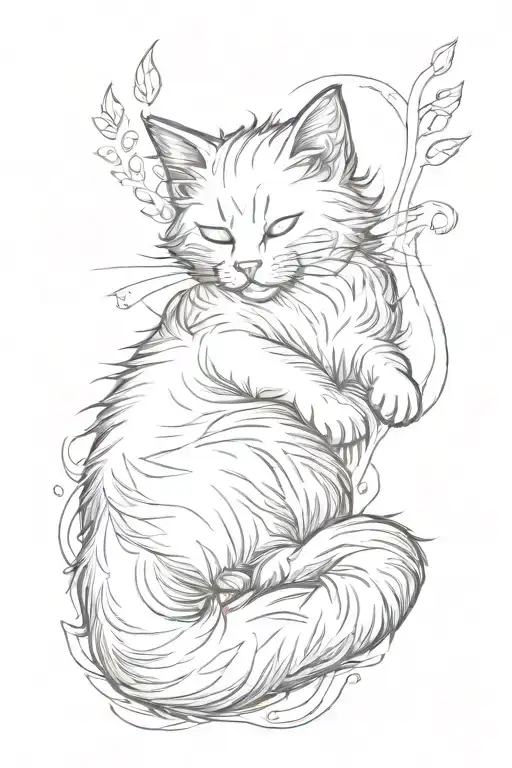 Long Hair Kitten Full Body Sleeping In The Sun