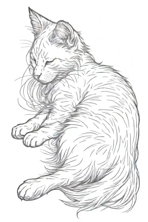 Long Hair Kitten Full Body Sleeping In The Sun