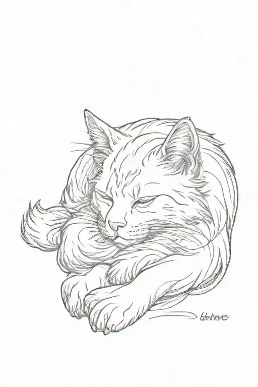 Long Hair Kitten Full Body Sleeping In The Sun