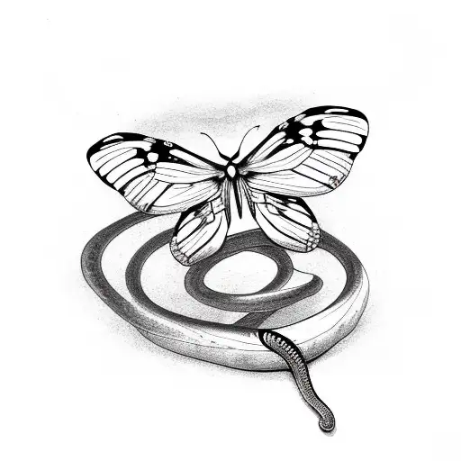 Snake Engulfing Butterfly