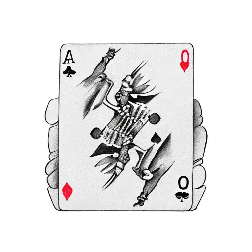 Skeleton Hand Holding 5 Poker Cards