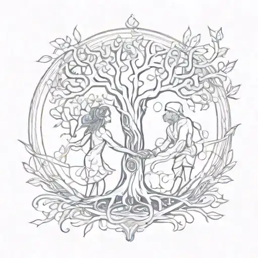 Tree Of Life With A Man And Woman Intertwined Within