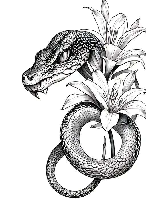 Snake And Lillies