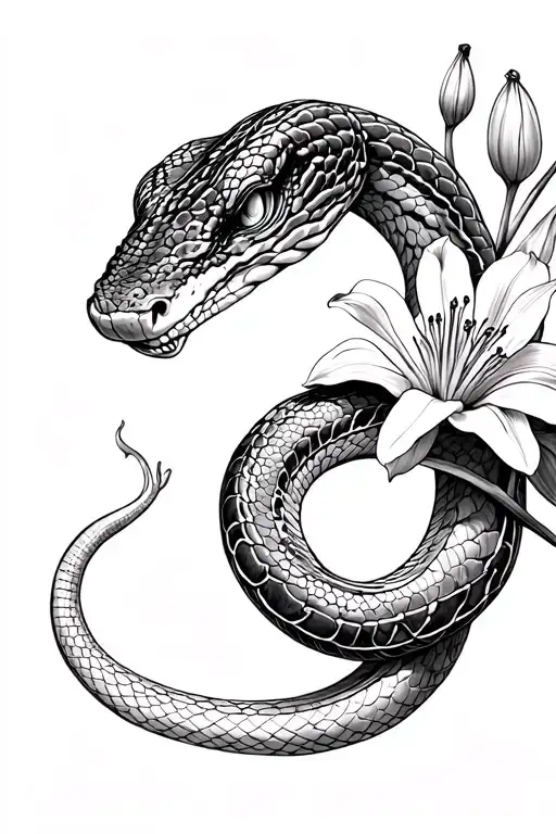 Snake And Lillies