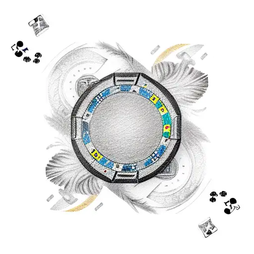 Poker Chips Like Bird Feathers With A Skin Colored 7 In The Middle