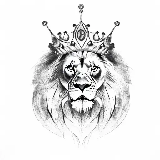 Realistic Lion With A Crown On His Head