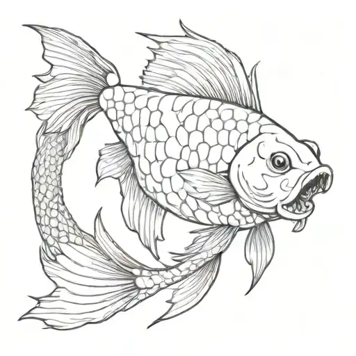 Japanese Style Fish Black And White Cat With Black