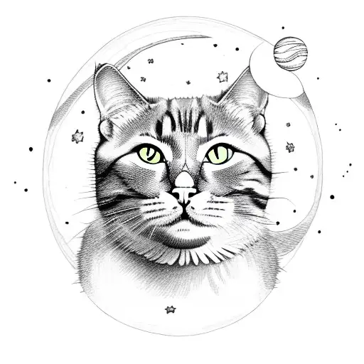 Cat Holding A Moon With A Star On Her Forehead