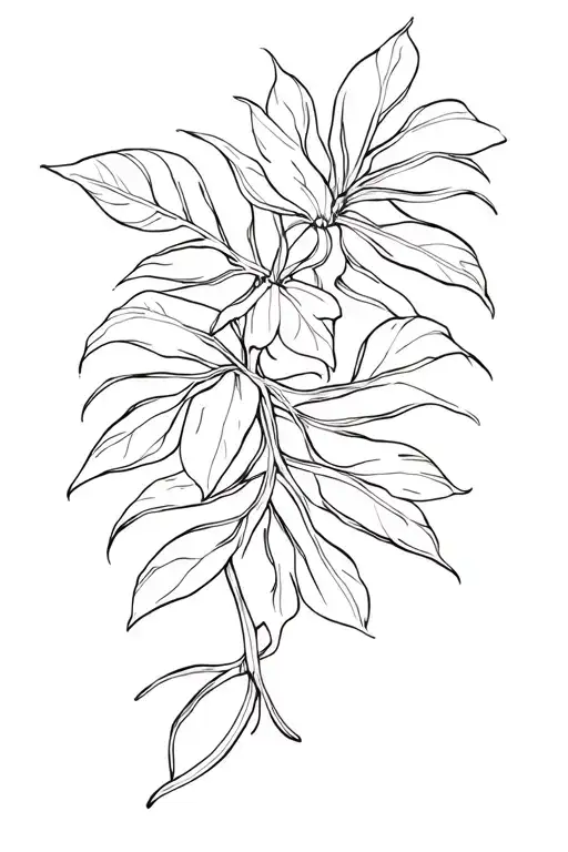 Monstera Leaf Intertwined With Flowers