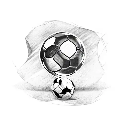 A Sketch-style Tattoo Of A Football Player Kicking A Heart-shaped Ball