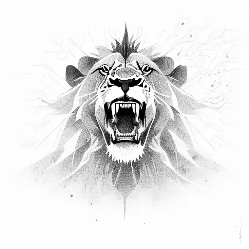 A Lion Roaring With Sparks And Electric Currents Emanating From Its Mouth