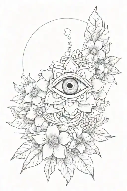Forget Me Not Flowers And Evil Eye Symbol Integrated