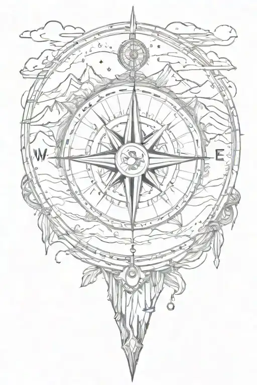 Compass With Mountains